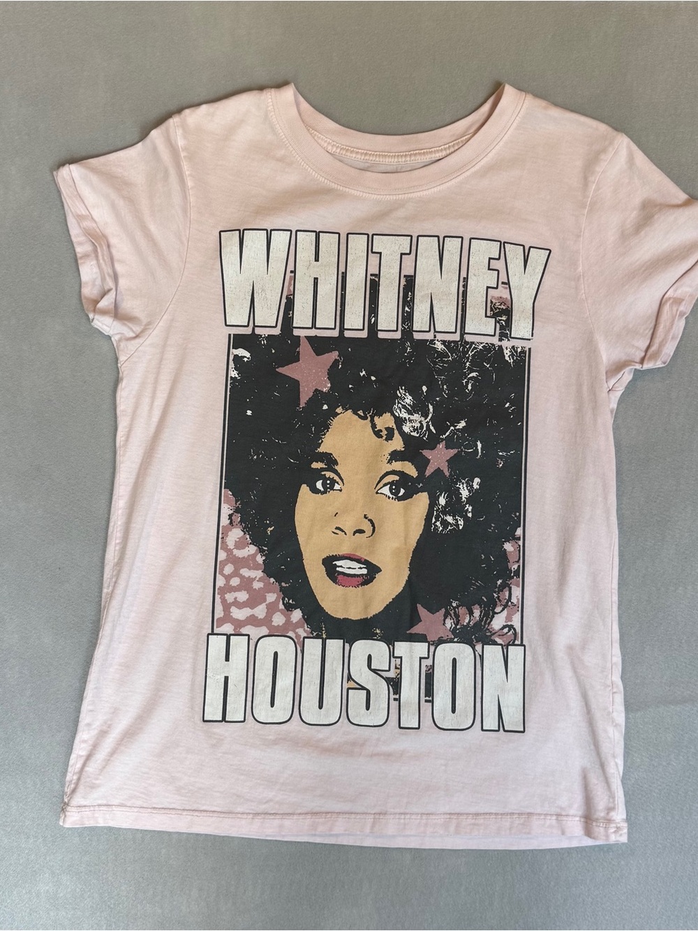 Whitney Houston Graphic Tee - Light Pink Short Sleeve